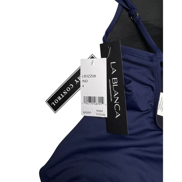 La Blanca Island Goddess Keyhole One-Piece Swimsuit Size 4 Tummy Control - Picture 4 of 4